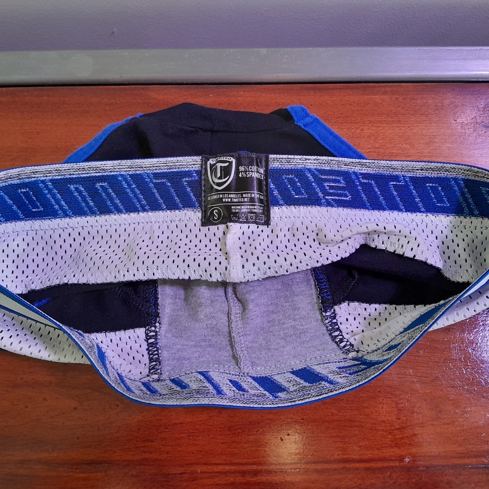 Timoteo Men's Black Brief with Gray Pouch and Blue Trim - Picture 6 of 8